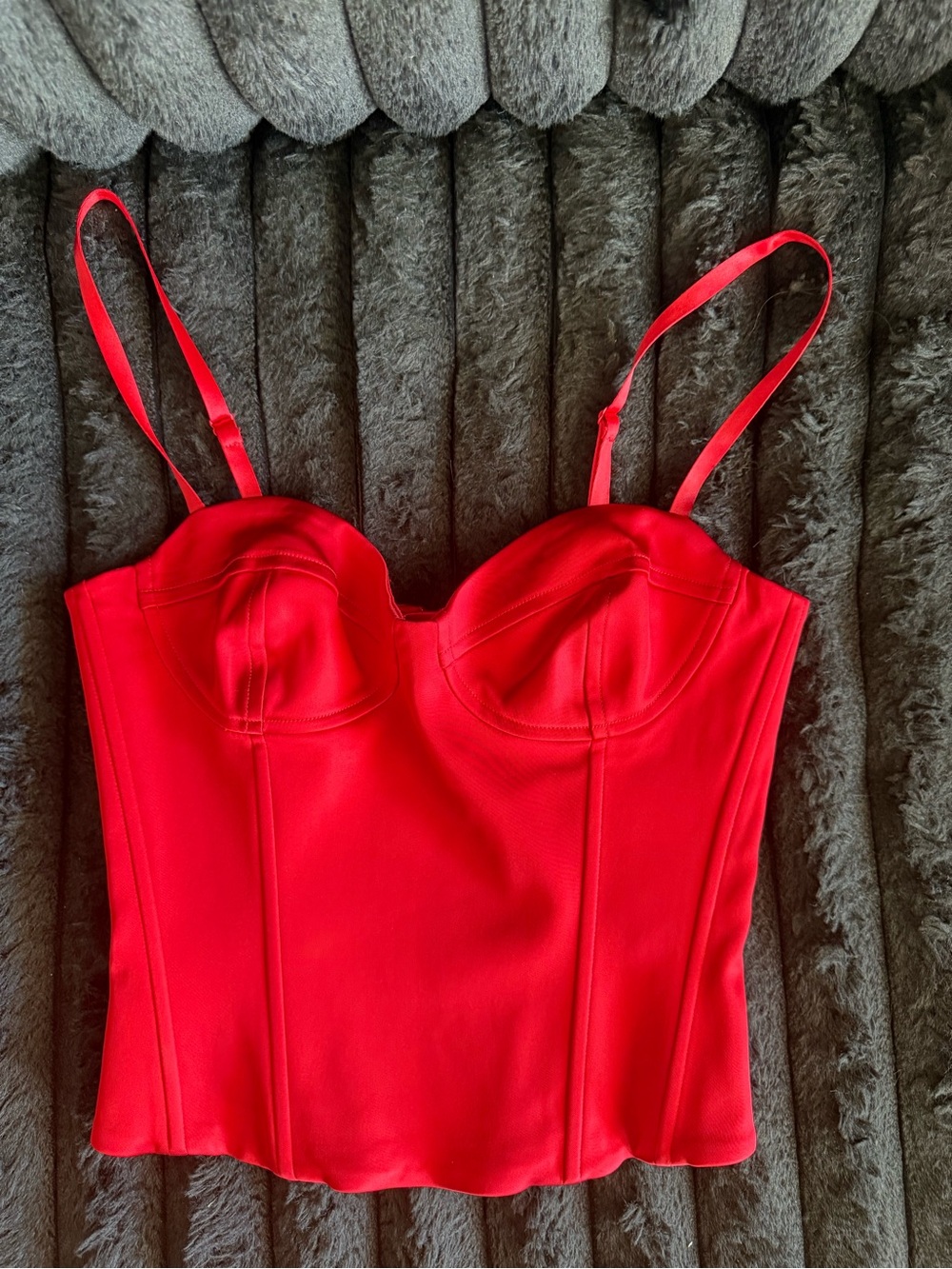 Aritzia TEN Dazzle Satin Red Corset Top